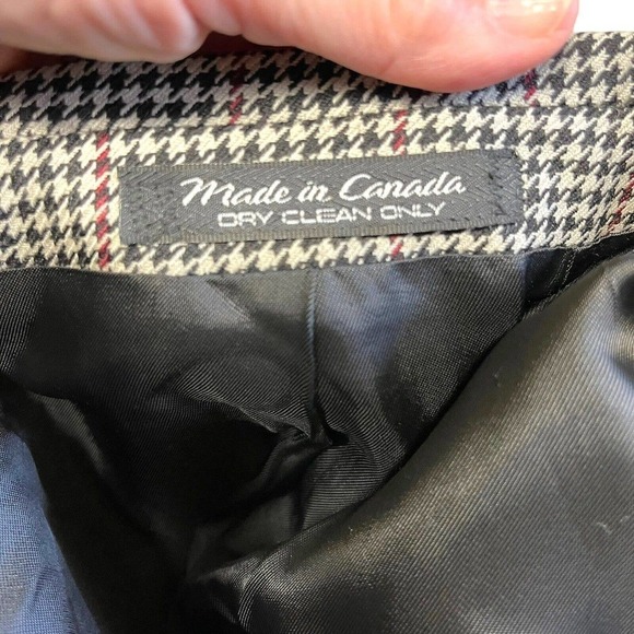 Campo Zanieri Designer Wool Sport Jacket Blazer Size 42R Black White Houndstooth - Picture 8 of 13